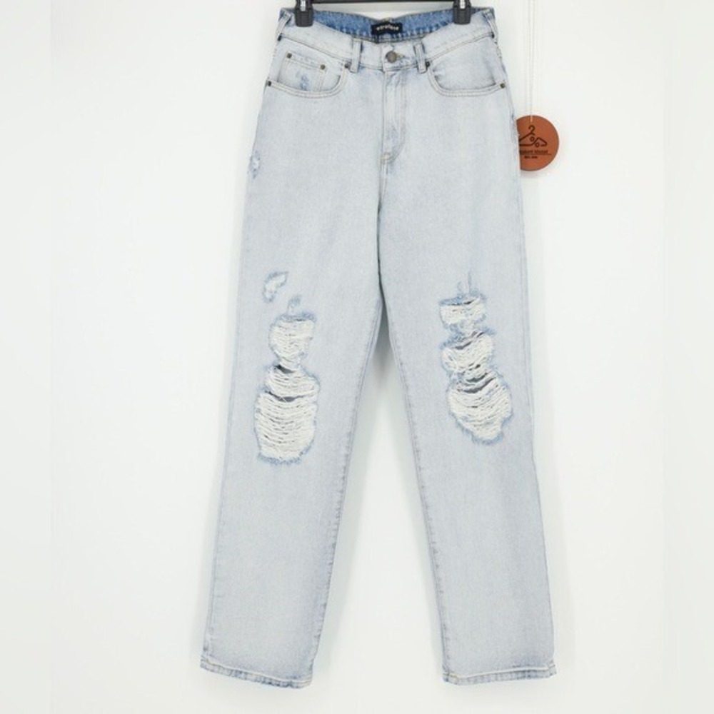Retrofête Light Wash Distressed‎ Ripped Straight Leg Jeans Womens NWT Casual
